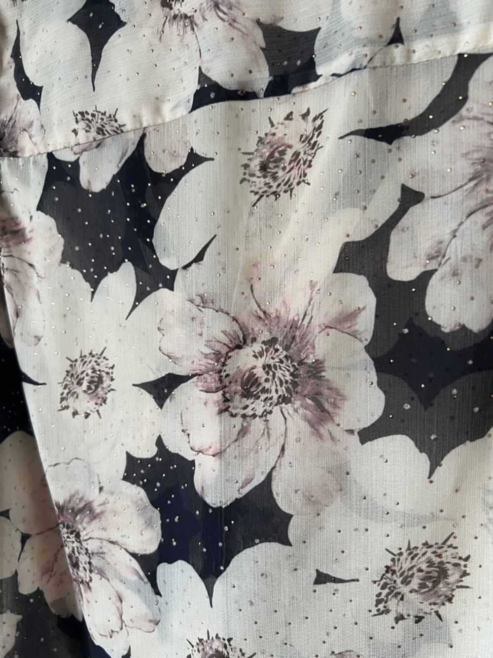Like New! PAIGE Denim Giada Blouse Cream and Black Floral Tie-Neck in Size S - Picture 10 of 16